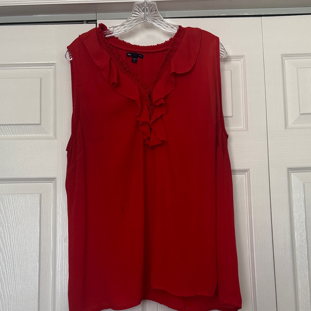 Gap Red / burnt Orange Sleeveless Ruffle Top